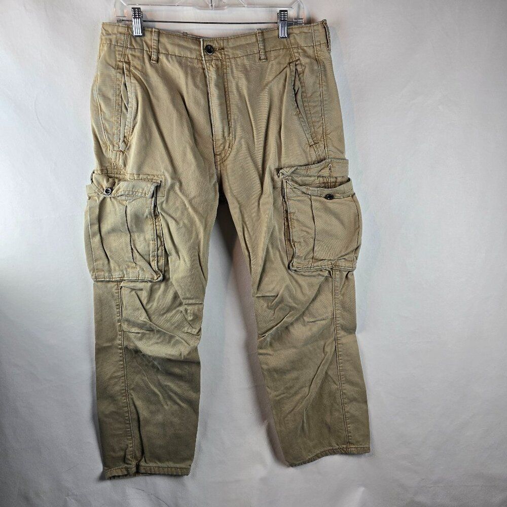 Levi's Cargo Pants Mens 33x26 Beige Are Cargo Outdoors Workwear Hemmed Baggy